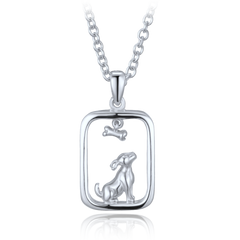 MINET Dziecięcy srebrny naszyjnik psem i kostką