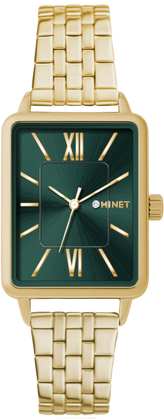 MINET Złoto-zielony damski zegarek SIENA ze złotą stalową bransoletką