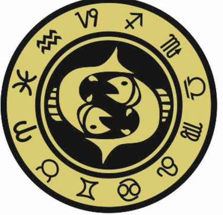 Ryby - znak zodiaku - magnes. Śr. 6cm; metal emaliowany