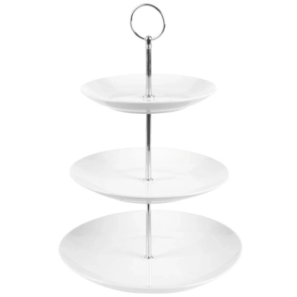 Patera porcelanowa 3-poziomowa biała 35 cm