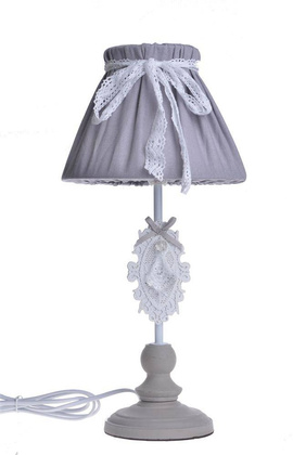 Lampa beżowo biała materiałowy klosz mała