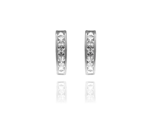 MINET Błyszczące kolczyki srebrne z białymi cyrkoniami