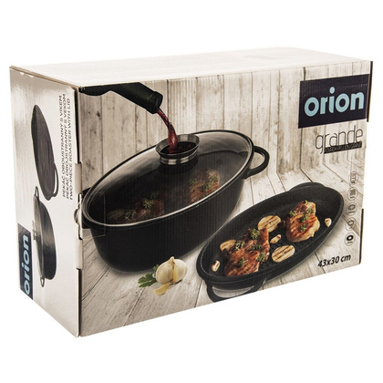 Brytfanna 3w1 granitowa / garnek z pokrywą patelnia grillowa 10 l GRANDE