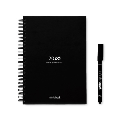 STARTER KIT INFINITE PLANNER A5. Zestaw zawiera „Infinite Diary”, zestaw do czyszczenia, marker i uchwyt na marker
