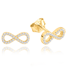 MINET Pozłacane srebrne kolczyki NIESKOŃCZONOŚĆ z białymi cyrkoniami