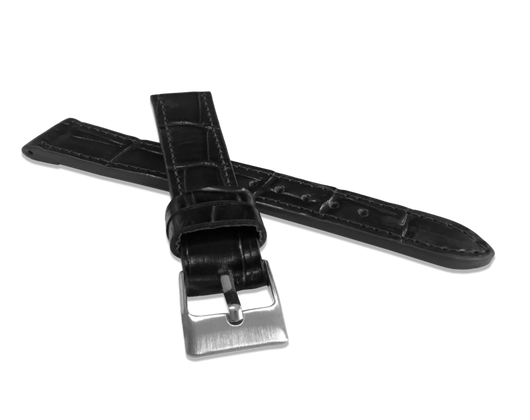 LAVVU Czarny szyty pasek CROCO z luksusowej skóry Top Grain - 12