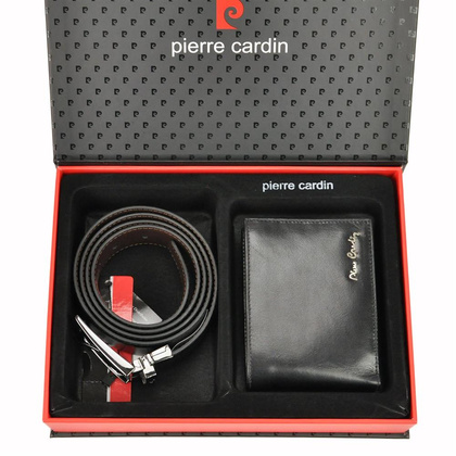 PIERRE CARDIN Zestaw prezentowy Męski Portfel + Pasek ZG-71 120 Czarny