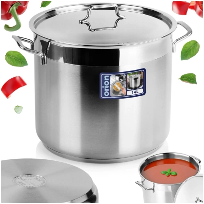 Garnek stalowy z pokrywką 18/10 PREMIUM 14 l ORION