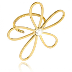 Pierścionek stal chirurgiczna platerowana złotem regulowany PST938