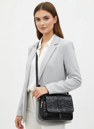 Torebka damska z efektem kropli czarna Canaletto złote wykończenia TD690s258