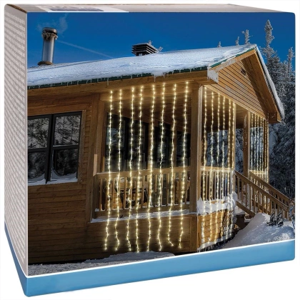 LAMPKI CHOINKOWE KURTYNA ŚWIETLNA WATERFALL ZEW 320 LED CIEPŁY BIAŁY 5 PRĘDKOŚCI