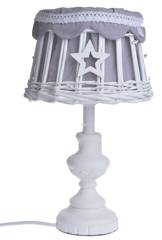 Lampa biała wiklinowy abażur z gwiazdkami mała