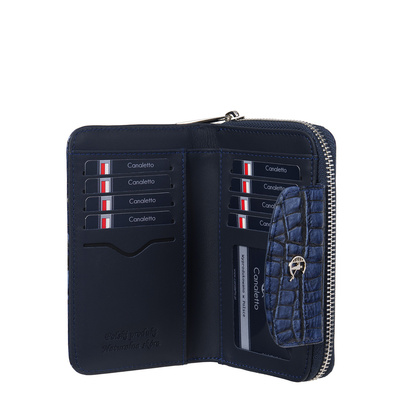 Damski portfel skórzany Canaletto – granatowy croco z RFID | Elegancja i bezpieczeństwo PD1445s285 RFID