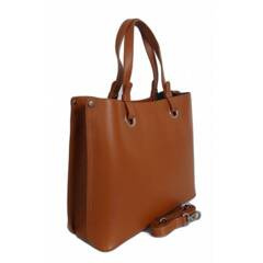 Duża Włoska skórzana torba Shopper bag trzy komory na ramię mieści A4 ,Vera Pelle Camel  VOM65C