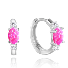 MINET Srebrne kolczyki z różowymi opalami