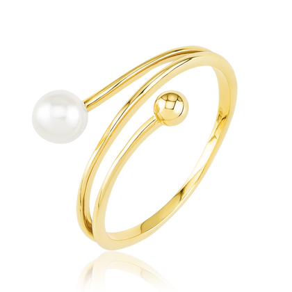 MINET Złoty pierścionek z kulką i naturalnymi perłami Au 585/1000 rozm. 19 - 1,75g