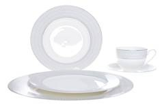 Serwis obiadowy dla 6 os. 30-częściowy ze srebrnym wzorem