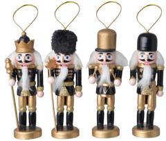 Kpl. 4 drewnianych zawieszek z mechanizmem dziadek do orzechów