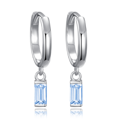 MINET Kolczyki srebrne pierścienie z wiszącymi niebieskimi cyrkoniami