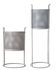 Kpl.2 donic metalowych owalnych szaro-kremowych