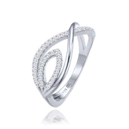 MINET Luksusowy pierścien srebrny z białymi cyrkoniami wielkość 17