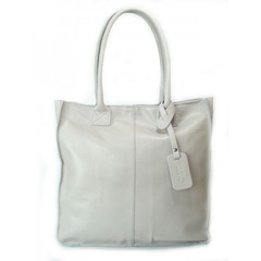 DUŻA SKÓRZANA TOREBKA  NA RAMIĘ  REAL LEATHER WOREK  A4  SZARA S4G2