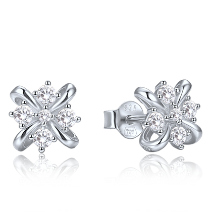 MINET Eleganckie srebrne kolczyki z białymi cyrkoniami