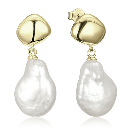 MINET Eleganckie pozłacane srebrne kolczyki z perłą