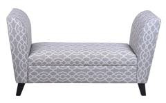 Szezlong drewniany otwierany duży szary we wzory