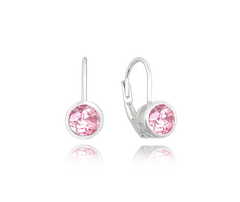 MINET Kolczyki srebrne z różowymi cyrkoniami