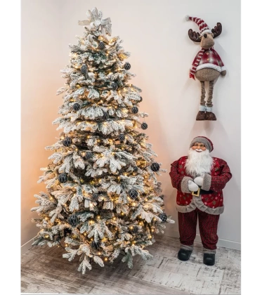 Choinka sztuczna PE02 220 cm biała  ośnieżona  z metalowym stojakiem