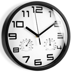 Zegar ścienny z termometrem i higrometrem biały 25 cm