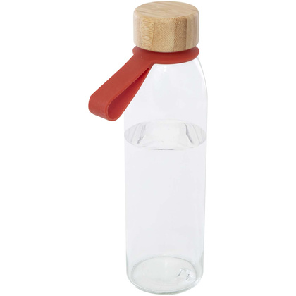 Szklana butelka na wodę Porto o pojemności 500 ml, z silikonowym uchwytem i z bambusową zakrętką