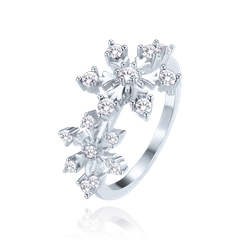 MINET Pierścien srebrny płatek śniegu z białymi cyrkoniami wielkość 11