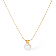 Naszyjnik stal szlachetna pozłacana 14k złotem, elegancki, PERŁA NST2147