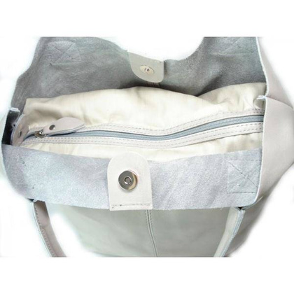 SKÓRZANA TOREBKA SHOPPER BAG XXL  REAL LEATHER WOREK  A4  SZARA  S6BG