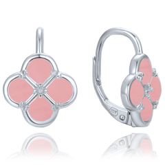 MINET Kolczyki srebrne koniczyna z jadeitem