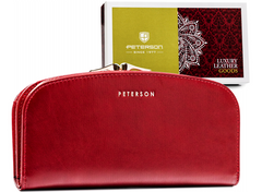 Duży, skórzany portfel damski na bigiel i zatrzask