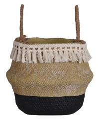 Doniczka ceramiczna boho beżowo-czarna średnia