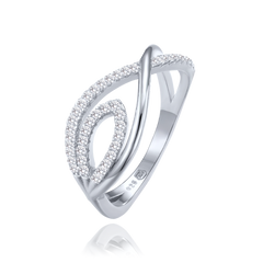 MINET Luksusowy pierścien srebrny z białymi cyrkoniami wielkość 21