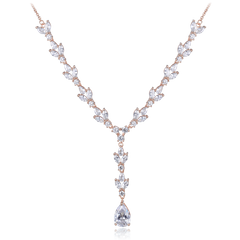 MINET Luksusowy rose gold srebrny naszyjnik z cyrkoniami Ag 925/1000 16,35g