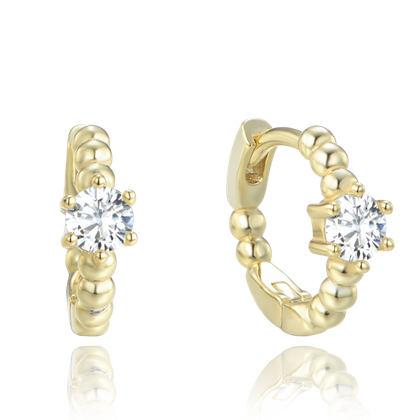 MINET Pozłacane srebrne kolczyki pierścienie z białymi cyrkoniami