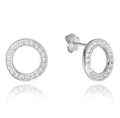 MINET Kolczyki srebrne z białymi cyrkoniami