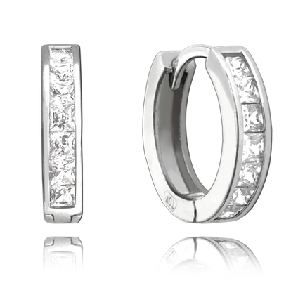 MINET Błyszczące kolczyki srebrne z białymi cyrkoniami