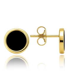 MINET Eleganckie złote kolczyki z onyksem Au 585/1000 1,65g