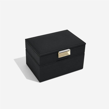 Szkatułka na biżuterię Stackers podwójna mini czarna velvet