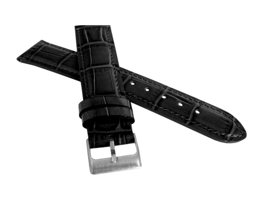 LAVVU Czarny szyty pasek CROCO z luksusowej skóry Top Grain - 16