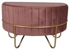 Puf półokrągły welurowy różowy na złotym stelażu