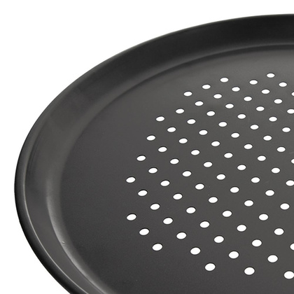 Forma do pizzy perforowana blacha z powłoką teflonową czarna 32 cm
