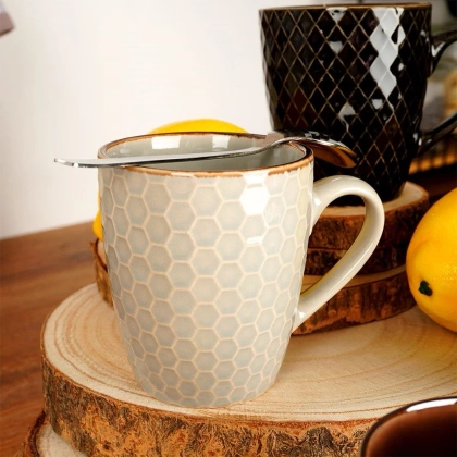 Kubek ceramiczny 250 ml do picia kawy herbaty na prezent zestaw komplet kubków 4 sztuki